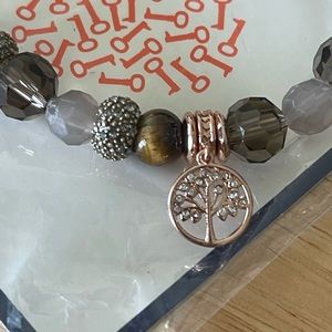 Keep Collective Beaded Mantra Bracelet Smokey Brown-Family